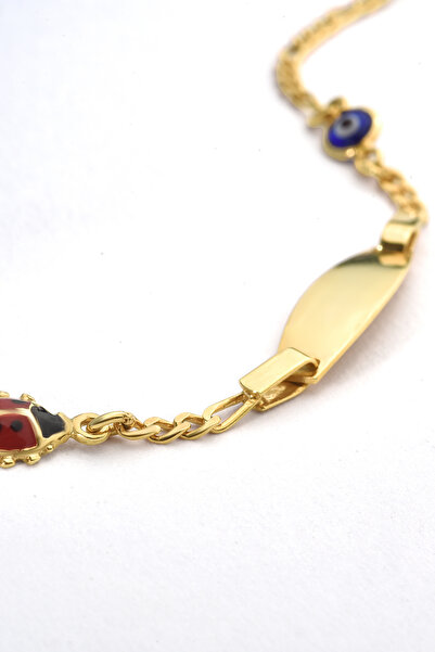 Nox Jewelry 925 Ayar Gümüş Uğurböceği ve Nazar Boncuklu Bebek Bilekliği - BPC...