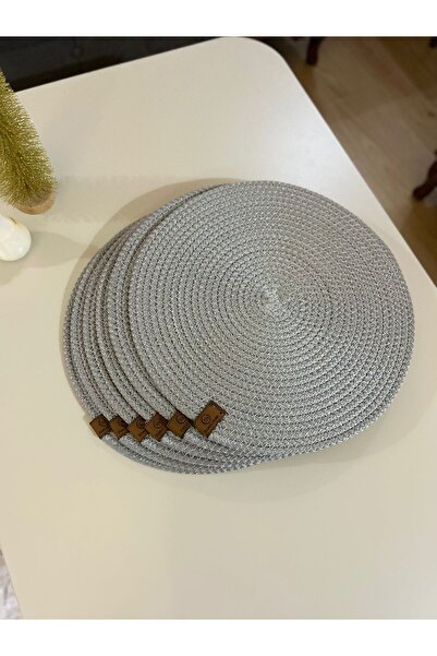 VELLORA HOME 6-Piece Gray Color Supla Set American Service 32cm Diameter Wicker Mesh under Plate