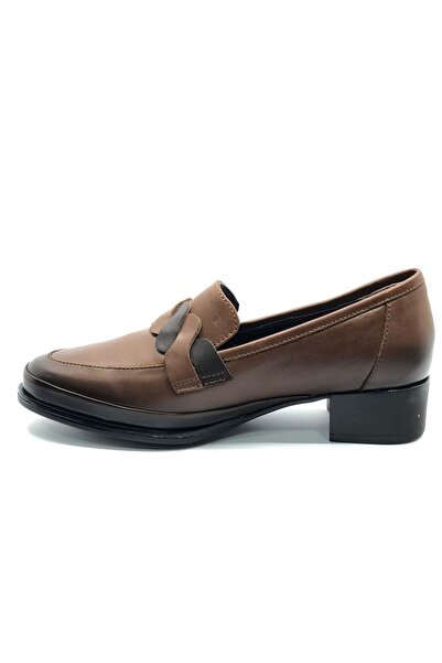 Venüs Cedrus Genuine Leather Comfort Orthopedic Women's Heeled Shoes Taba