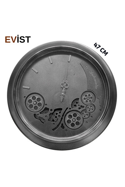 Genel Markalar Evist - Metal Çarklı Duvar Saati Büyük Boy - Akar Mekanızmalı ...