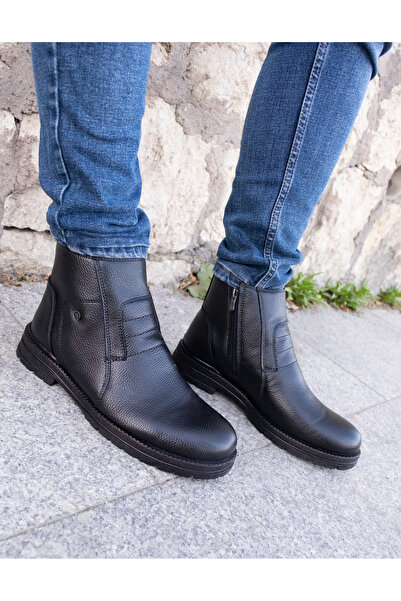GERALT DÜZ İÇİ KÜRKLÜ FERMUARLI ORTOPEDİK KAYMAZ TABAN SU VE SOĞUK GEÇİRMEZ ERKEK GÜNLÜK BOT