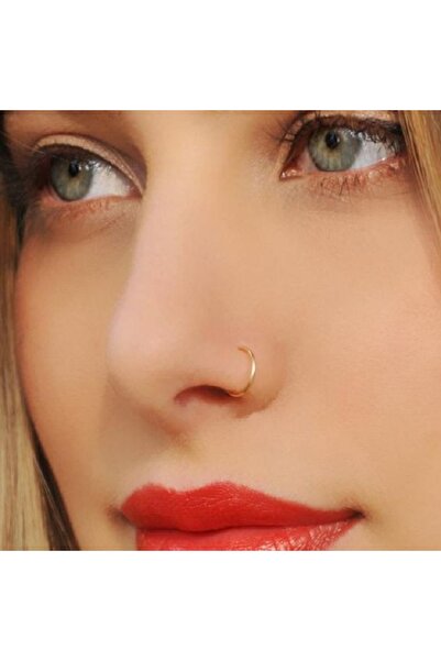 Heppii 925 Ayar Gümüş Halka Hızma Burun Piercing 10 mm Gold