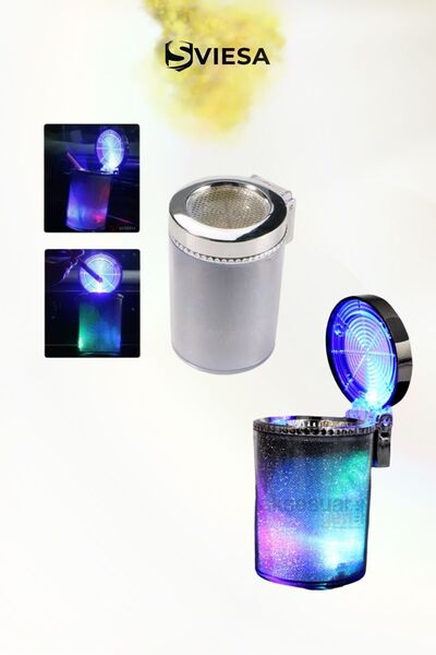 Sviesa Işıklı Küllük Renkli RGB Led Işıklı Lüx Oto Küllük Kapaklı Spor Araç İ...