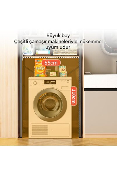 WANDOO Çamaşır Makinesi Üstü Dolap – Çift Katmanlı Geniş Kapasiteli Depolama Rafı, 65x150 cm