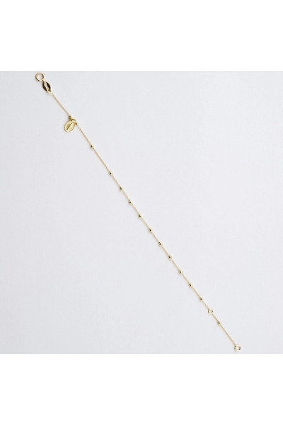 Sandra Ferretti Bracelet in 18K Yellow Gold with Beads and Diamond-Cut Chain