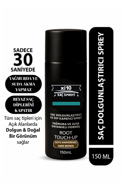 xi10 Saç Dolgunlaştırıcı Koyu Kahve(DARK BROWN) Ve Dip Kapatıcı Topik Sprey 1...
