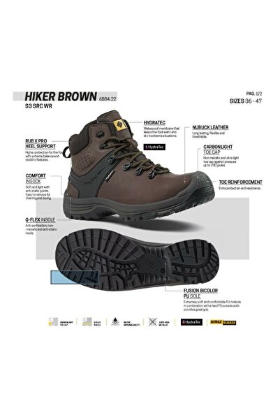 TOWORKFOR Hiker Brown S3 SRC WRU İş Botu Su Geçirmez