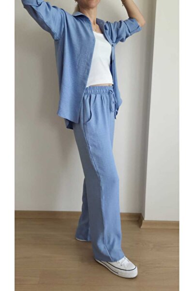 EKAY Shirt Linen Bottom Top Set of 2 (Pants Length 100cm)