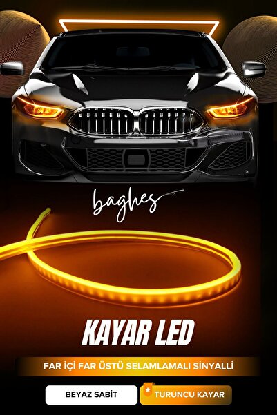 Baghes 2 Renkli Kayar Sinyalli Far Üstü & Far İçi Gündüz Ledi – 60 cm (Beyaz + Sarı)