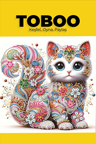 shop 5D Elmas Boyama Kiti Yuvarlak Canvas Sanat, ÇERÇEVESİZ, Kedi temalı Mozaik El Sanatları 30x30 cm