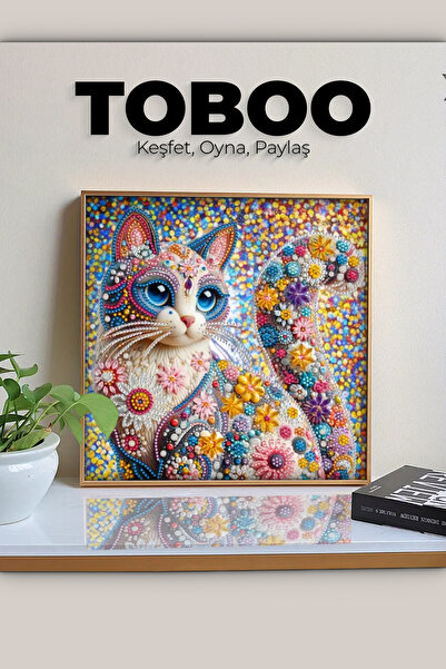 shop 5D Elmas Boyama Kiti Yuvarlak Canvas Sanat, ÇERÇEVESİZ, Kedi renkli Mozaik El Sanatları 30x30 cm
