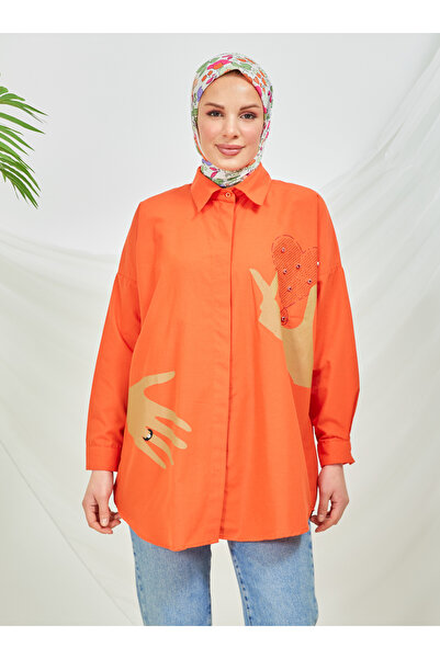SAHRA BUTİK Sahra Butik - Orange Single Stone Ring Tunic