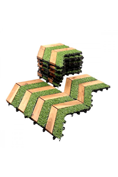 Family Ship Outdoor Wooden Tiles - Grass and Wood Flooring 30x30 cm (12 piece...