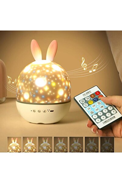 SHIPMENT Çocuklar İçin 21 Filmli 8 Müzikli Hareketli Projektör Gece Lambası Uzaktan Kumandalı Şarjlı