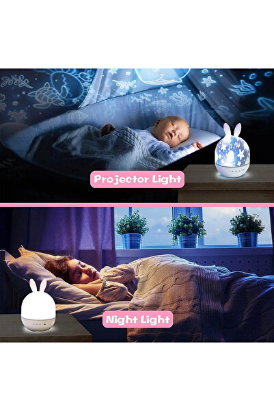SHIPMENT Çocuklar İçin 21 Filmli 8 Müzikli Hareketli Projektör Gece Lambası Uzaktan Kumandalı Şarjlı