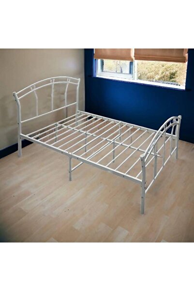 Al Saada Home إطار سرير معدني - 120 × 190 سم - أبيض