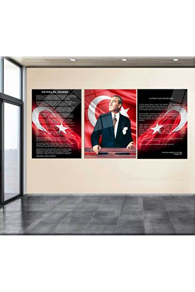 Tasarım Atatürk Köeşesi Cam Tablo 50x70