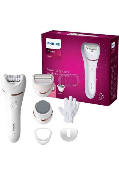 Philips +6 Aksesuar İle Çok Amaçlı Kullanım Sağlayan Tüy Alma Cihazı, Islak Kuru, Kablosuz Epilatör, Beyaz