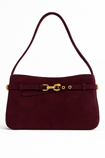 selvi wear 100% Genuine Suede Bag Burgundy Color