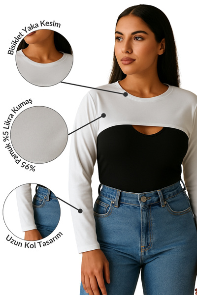 mirach Lycra Crew Neck Collar Oversleeve Χτενισμένο βαμβακερό μακρυμάνικο Hijab Bodysuit Oversleeve Stretchy
