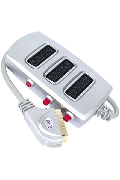 ELEKTROMER Scart Dağıtıcı 3 Lü Silver Butonlu