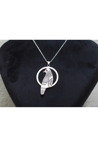 Silvermage Gümüş Kolye Halkalı Kuş El Yapımı Minimalist