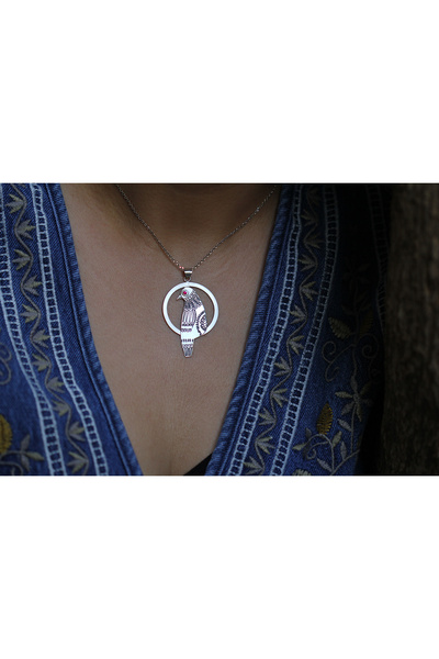 Silvermage Gümüş Kolye Halkalı Kuş El Yapımı Minimalist