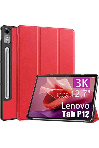 SIGLOO Premium case for Lenovo Tab P12 12.7 inches 2023 with sleep wakeup ultralight stand red