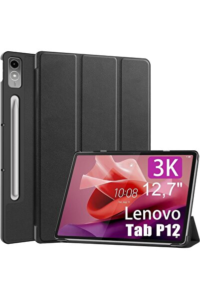 SIGLOO Husa premium pentru Lenovo Tab P12 12.7 inci 2023 cu sleep wake ultralight stand black
