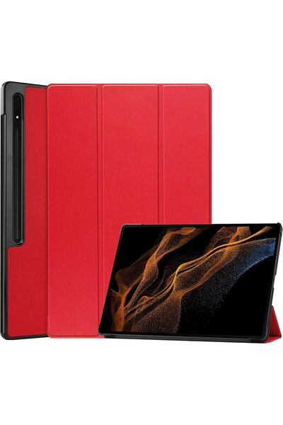 SIGLOO Husa Slim Smart Cover Trifold pentru Samsung Galaxy Tab S10 S9 S8 Ultra 14.6 inci simple red