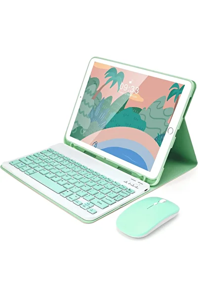 SIGLOO Husa cu tastatura si mouse iPad Pro 5th 4th 3rd Gen 12.9 inci light green