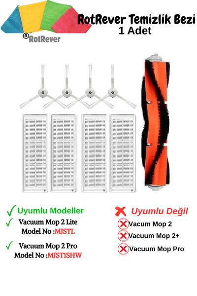 Xiaomi Vacuum Mop 2 Pro, Vacuum Mop 2 Model Robot Vacuum Cleaner Συμβατό φίλτρο Hepa, Σετ ανταλλακτικών βούρτσας