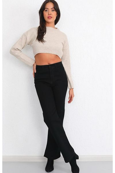 Rich Star Cut-Out Wide Leg Jeans Without Front Pocket
