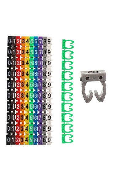 Powermaster 0-9 Dijital Kodlu Renkli Kablo İşaretleyici 6mm