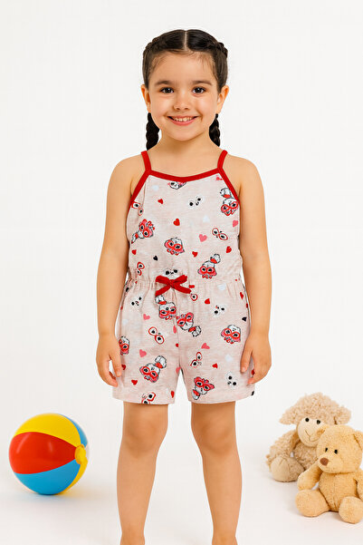 KAMİKAM Κατάλληλη Βαμβακερή Χτενιστή Ολόσωμη φόρμα για κορίτσια - Μοτίβο