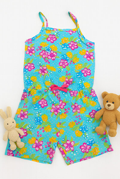 KAMİKAM Suitable Girl's Combed Cotton Jumpsuit - Patterned