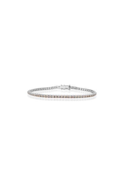Sandra Ferretti Bratara Tennis din Aur Alb de 18K cu Diamante Naturale Champagne de 2.37ct