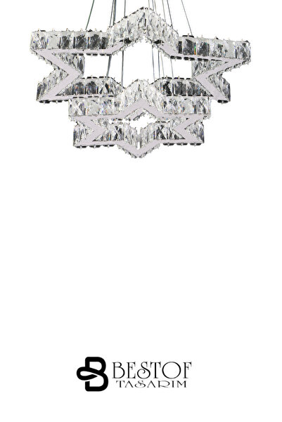 bestof tasarım Yıldız Kristal Taşlı Gold Avize - Yatak Odası - Hol - Salon