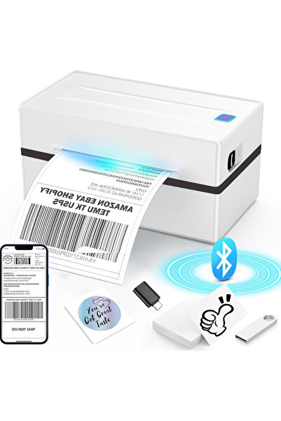 Vittalist Thermal Printer for Labels and AWBs, Compatible with iOS / Android / Windows / MacOS, White