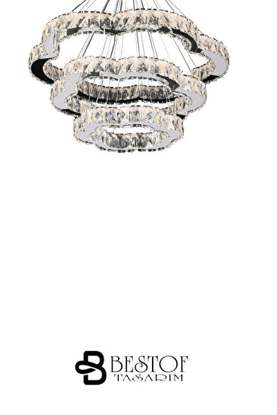 bestof tasarım Manolya Kristal Taşlı Gold Avize - Yatak Odası - Hol - Salon