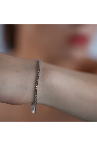 Sandra Ferretti Bratara Tennis din Aur Alb de 18K cu Diamante Naturale Champagne de 2.37ct