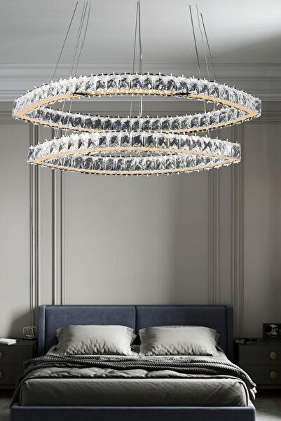bestof tasarım Melisa Kristal Taşlı Krom Avize - Yatak Odası - Hol - Salon
