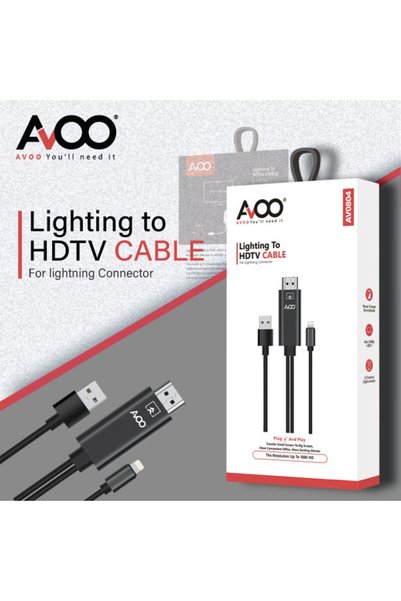 AVOO محول كابل Lightning إلى HDMI بطول 2 متر لجهاز iPhone