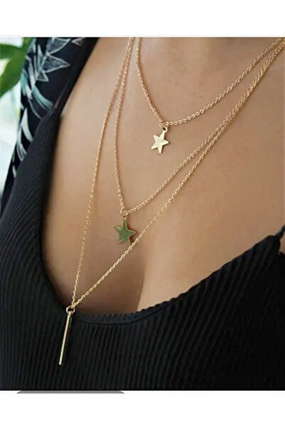 canlisepet قلادة سلسلة نسائية على شكل نجمة مكونة من 3 قطع مجموعة إكسسوارات