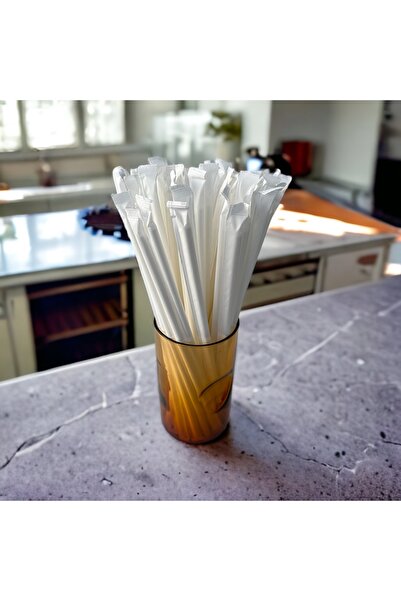 Kağıt Dünyası 8*20 White Wrapped Paper Straws, 3,600 Pieces