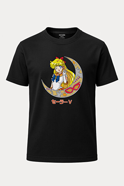 nirvoda Tricou unisex cu decolteu rotund cu imprimeu Sailor Moon Moon Warrior...