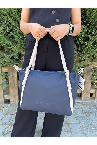 Just Polo Women's Cream Tan Large Size Lacoste Fabric Hand and Shoulder Bag P346037Mh