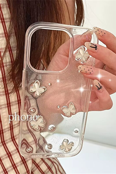 KVK PRİVACY Apple iPhone 12/12Pro Compatible Case Flower Butterfly Shockproof Soft Silicone Cover