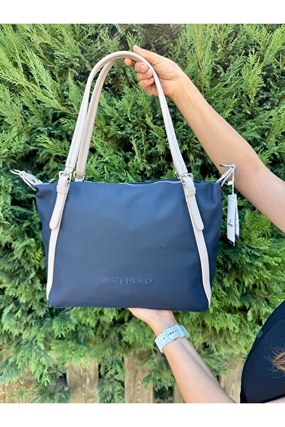 Just Polo Women's Cream Tan Large Size Lacoste Fabric Hand and Shoulder Bag P346037Mh