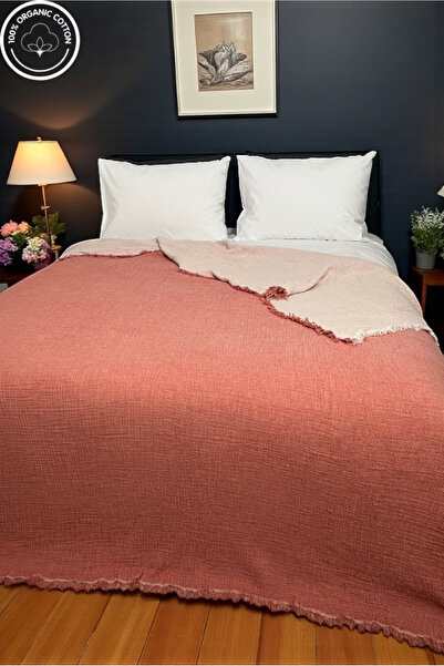 VESSİNOHOME Pure Series Muslin Double Bedspread Natural Cotton